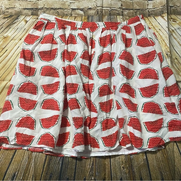 Tulip B Mini A Line Skirt White Red Watermelon Lined Zipper - Picture 1 of 5